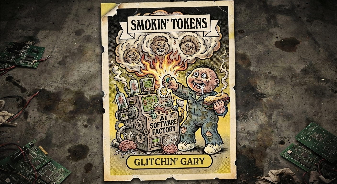 Glitchin' Gary — Smokin' Tokens sticker card no. 1a